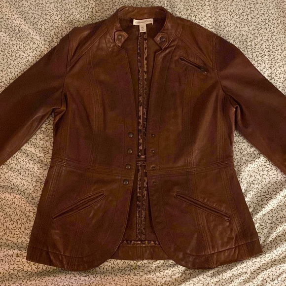 Coldwater Creek Vintage Womens S Brown 100% Leather Jacket - Picture 1 of 6